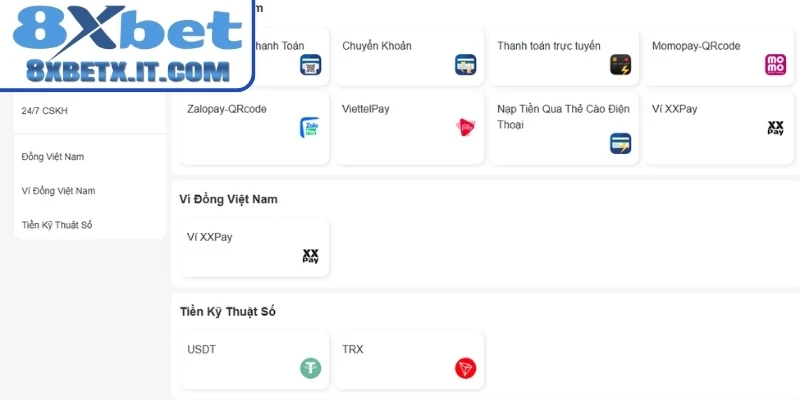 Hướng dẫn nạp tiền 8Xbet