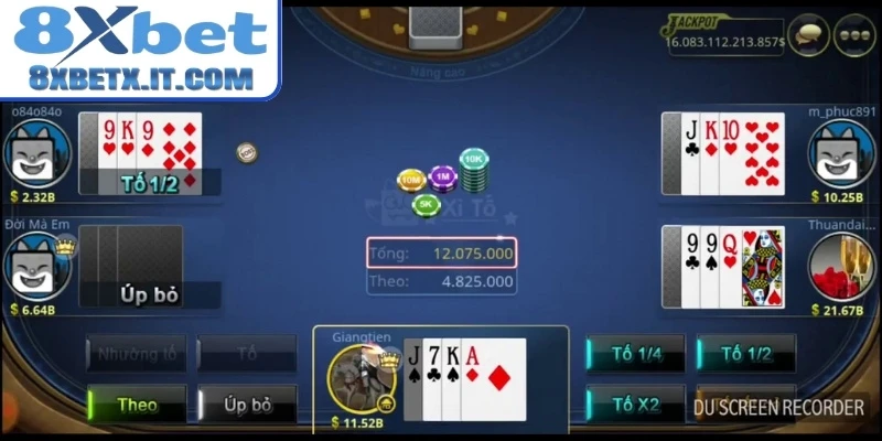 Hành động dùng trong ván Xì Tố tại 8xbet